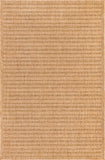 Unique Loom Outdoor Border Checkered Machine Made Border Rug Light Brown, Light Brown 5' 3" x 8' 0"