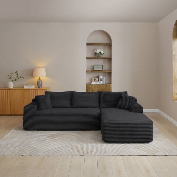 English Elm 105'' Modular L-shape Sectional Deep Seat Corduroy Couch for Living Room Lounge W1117S00388