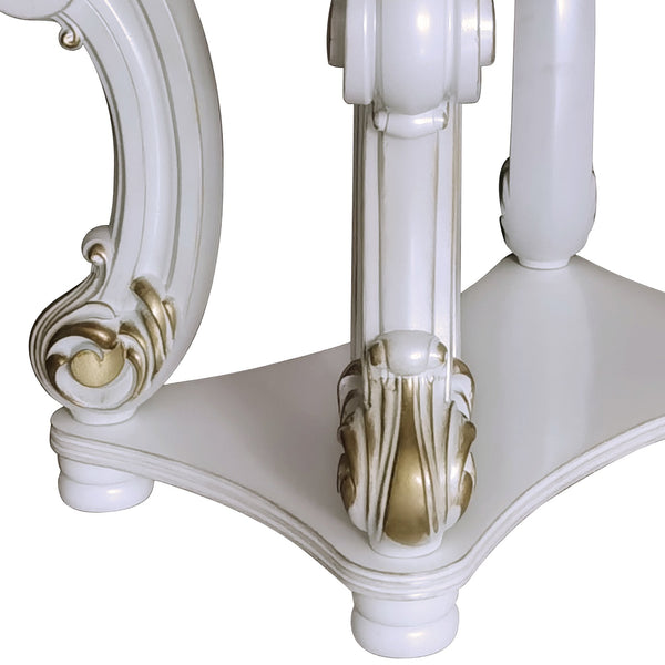English Elm Antique Pearl End Table With Elegant Scroll Design And Storage Shelf For Vintage Living Spaces B062P209125
