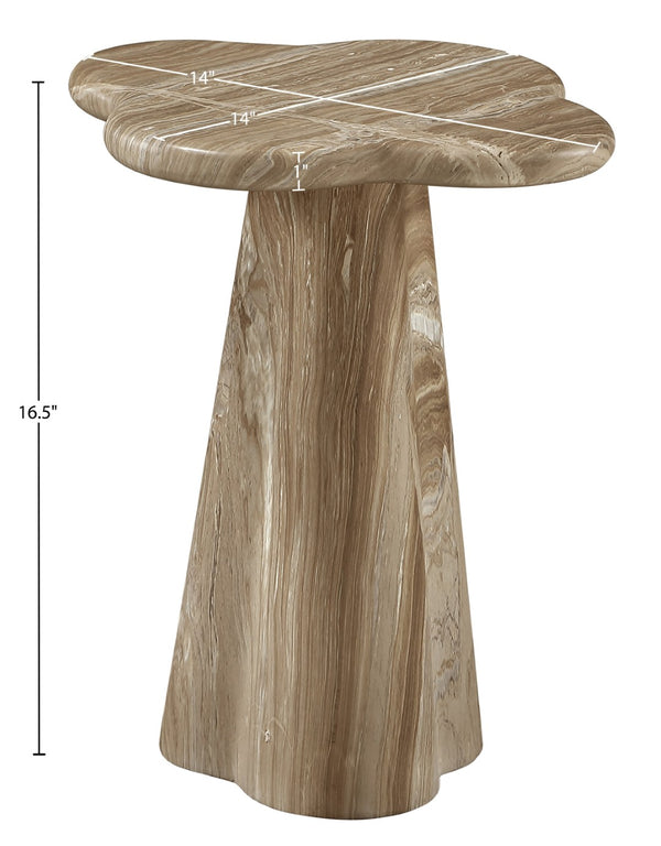 Meridian Furniture Nola Sculptural Concrete Pedestal End Table Art Deco Style for Indoor Outdoor Use Beige 14" W x 14" D x 16.5" H 955Beige-ET16