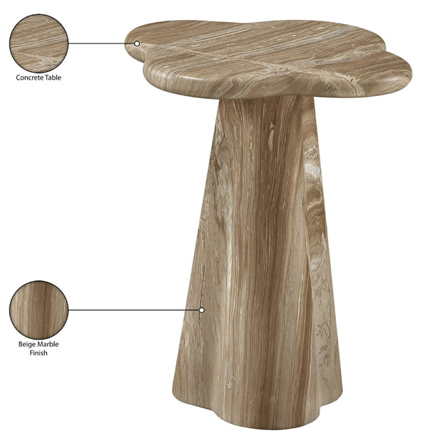Meridian Furniture Nola Sculptural Concrete Pedestal End Table Art Deco Style for Indoor Outdoor Use Beige 14" W x 14" D x 16.5" H 955Beige-ET16