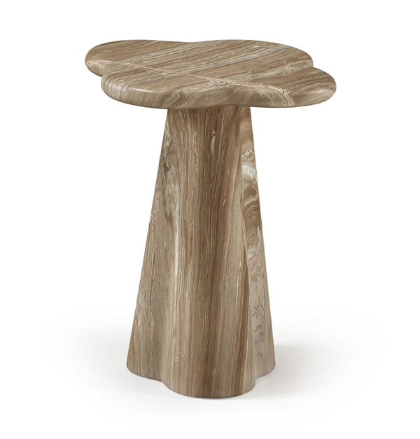 Meridian Furniture Nola Sculptural Concrete Pedestal End Table Art Deco Style for Indoor Outdoor Use Beige 14" W x 14" D x 16.5" H 955Beige-ET16