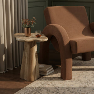 Meridian Furniture Nola Sculptural Concrete Pedestal End Table Art Deco Style for Indoor Outdoor Use Beige 14" W x 14" D x 16.5" H 955Beige-ET16