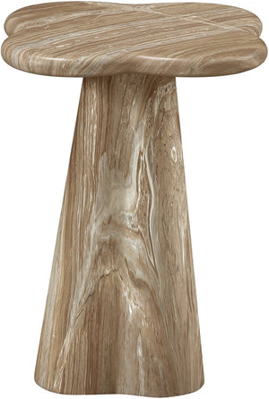 Meridian Furniture Nola Sculptural Concrete Pedestal End Table Art Deco Style for Indoor Outdoor Use Beige 14" W x 14" D x 16.5" H 955Beige-ET16