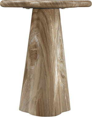 Meridian Furniture Nola Sculptural Concrete Pedestal End Table Art Deco Style for Indoor Outdoor Use Beige 14" W x 14" D x 16.5" H 955Beige-ET16