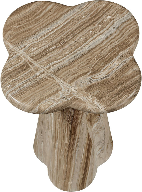 Meridian Furniture Nola Sculptural Concrete Pedestal End Table Art Deco Style for Indoor Outdoor Use Beige 14" W x 14" D x 16.5" H 955Beige-ET16