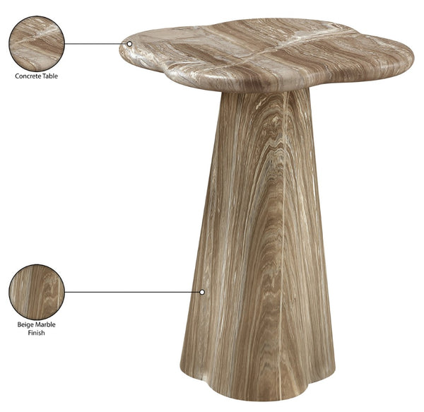 Meridian Furniture Nola Sculptural Concrete Pedestal End Table Art Deco Style for Indoor Outdoor Use Beige 16" W x 16" D x 18.5" H 955Beige-ET18
