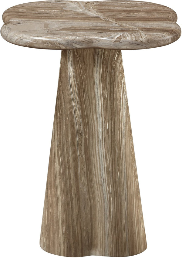 Meridian Furniture Nola Sculptural Concrete Pedestal End Table Art Deco Style for Indoor Outdoor Use Beige 16" W x 16" D x 18.5" H 955Beige-ET18