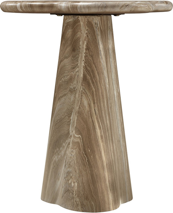 Meridian Furniture Nola Sculptural Concrete Pedestal End Table Art Deco Style for Indoor Outdoor Use Beige 16" W x 16" D x 18.5" H 955Beige-ET18