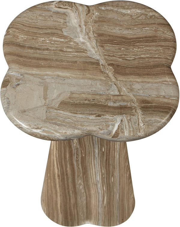 Meridian Furniture Nola Sculptural Concrete Pedestal End Table Art Deco Style for Indoor Outdoor Use Beige 16" W x 16" D x 18.5" H 955Beige-ET18