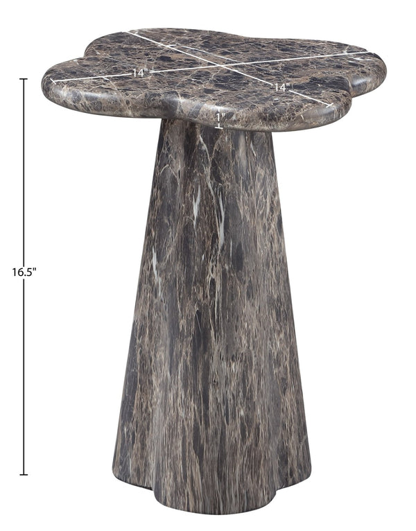 Meridian Furniture Nola Sculptural Concrete Pedestal End Table Art Deco Style for Indoor Outdoor Use Brown 14" W x 14" D x 16.5" H 955Brown-ET16