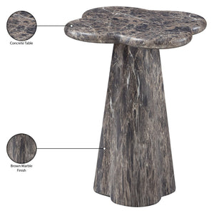 Meridian Furniture Nola Sculptural Concrete Pedestal End Table Art Deco Style for Indoor Outdoor Use Brown 14" W x 14" D x 16.5" H 955Brown-ET16