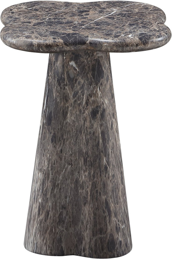 Meridian Furniture Nola Sculptural Concrete Pedestal End Table Art Deco Style for Indoor Outdoor Use Brown 14" W x 14" D x 16.5" H 955Brown-ET16
