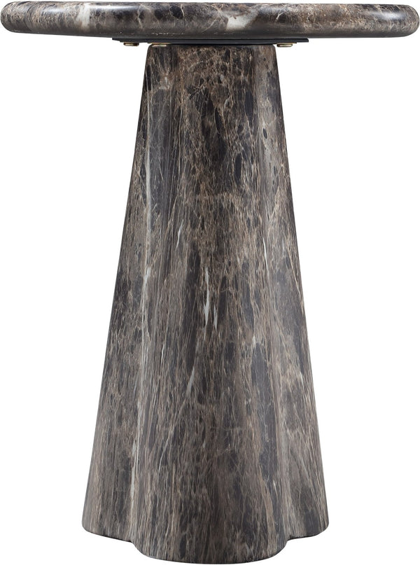 Meridian Furniture Nola Sculptural Concrete Pedestal End Table Art Deco Style for Indoor Outdoor Use Brown 14" W x 14" D x 16.5" H 955Brown-ET16