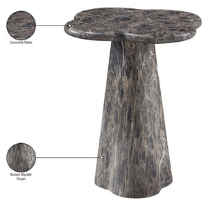Meridian Furniture Nola Sculptural Concrete Pedestal End Table Art Deco Style for Indoor Outdoor Use Brown 16" W x 16" D x 18.5" H 955Brown-ET18