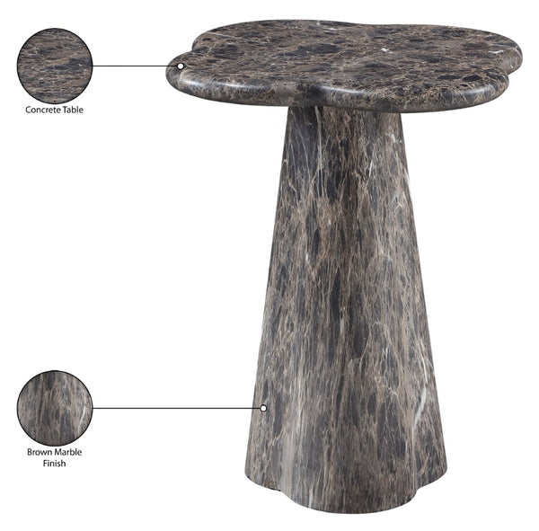 Meridian Furniture Nola Sculptural Concrete Pedestal End Table Art Deco Style for Indoor Outdoor Use Brown 16" W x 16" D x 18.5" H 955Brown-ET18