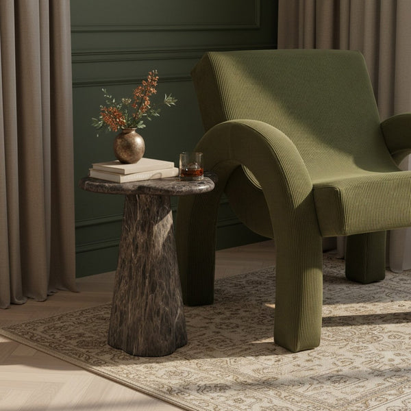 Meridian Furniture Nola Sculptural Concrete Pedestal End Table Art Deco Style for Indoor Outdoor Use Brown 16" W x 16" D x 18.5" H 955Brown-ET18
