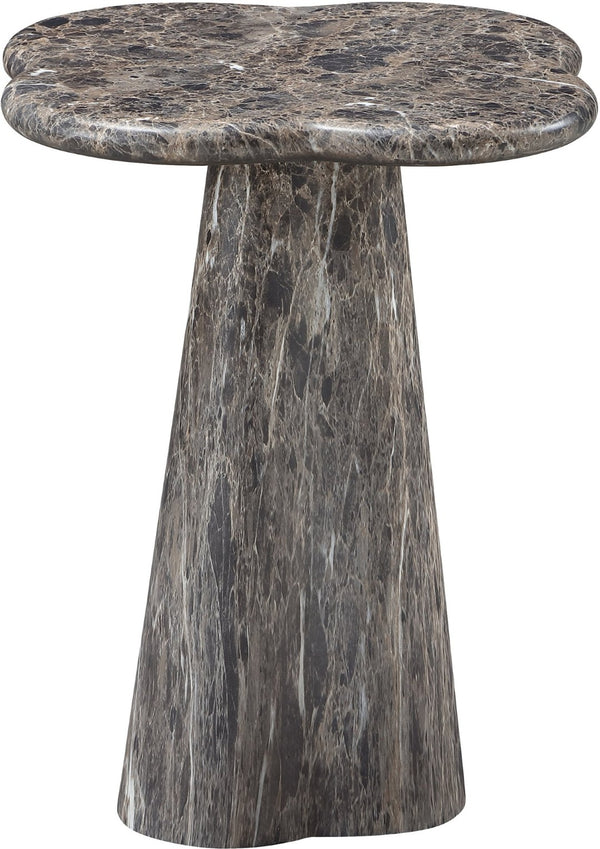 Meridian Furniture Nola Sculptural Concrete Pedestal End Table Art Deco Style for Indoor Outdoor Use Brown 16" W x 16" D x 18.5" H 955Brown-ET18