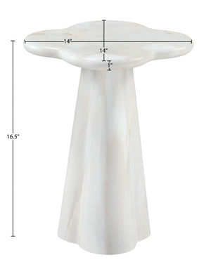 Meridian Furniture Nola Sculptural Concrete Pedestal End Table Art Deco Style for Indoor Outdoor Use White 14" W x 14" D x 16.5" H 955White-ET16