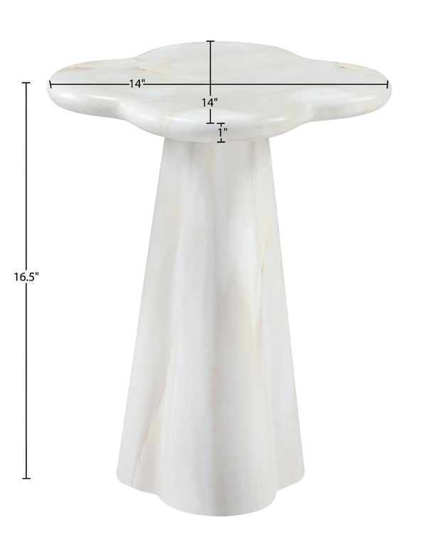 Meridian Furniture Nola Sculptural Concrete Pedestal End Table Art Deco Style for Indoor Outdoor Use White 14" W x 14" D x 16.5" H 955White-ET16