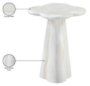 Meridian Furniture Nola Sculptural Concrete Pedestal End Table Art Deco Style for Indoor Outdoor Use White 14" W x 14" D x 16.5" H 955White-ET16