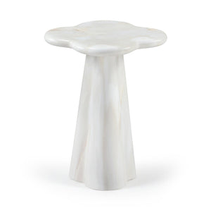 Meridian Furniture Nola Sculptural Concrete Pedestal End Table Art Deco Style for Indoor Outdoor Use White 14" W x 14" D x 16.5" H 955White-ET16