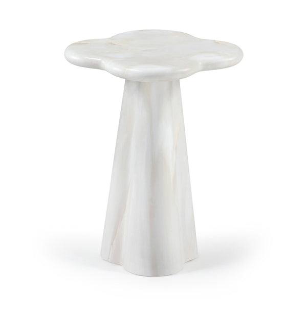 Meridian Furniture Nola Sculptural Concrete Pedestal End Table Art Deco Style for Indoor Outdoor Use White 14" W x 14" D x 16.5" H 955White-ET16