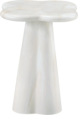 Meridian Furniture Nola Sculptural Concrete Pedestal End Table Art Deco Style for Indoor Outdoor Use White 14" W x 14" D x 16.5" H 955White-ET16