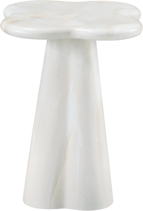Meridian Furniture Nola Sculptural Concrete Pedestal End Table Art Deco Style for Indoor Outdoor Use White 14" W x 14" D x 16.5" H 955White-ET16