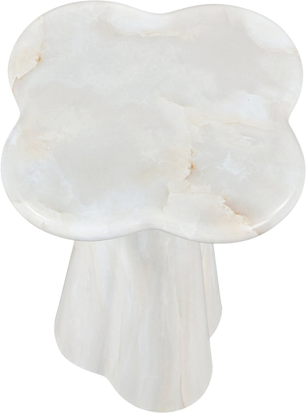Meridian Furniture Nola Sculptural Concrete Pedestal End Table Art Deco Style for Indoor Outdoor Use White 14" W x 14" D x 16.5" H 955White-ET16