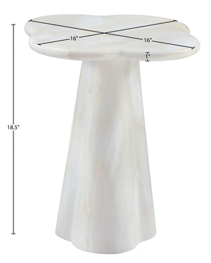 Meridian Furniture Nola Sculptural Concrete Pedestal End Table Art Deco Style for Indoor Outdoor Use White 16" W x 16" D x 18.5" H 955White-ET18