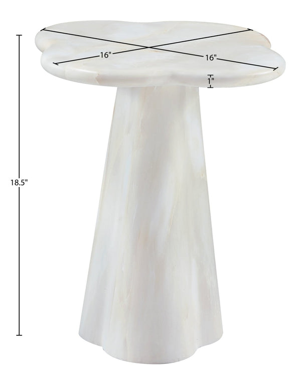 Meridian Furniture Nola Sculptural Concrete Pedestal End Table Art Deco Style for Indoor Outdoor Use White 16" W x 16" D x 18.5" H 955White-ET18