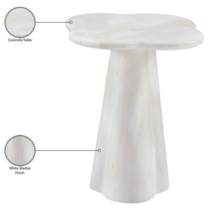 Meridian Furniture Nola Sculptural Concrete Pedestal End Table Art Deco Style for Indoor Outdoor Use White 16" W x 16" D x 18.5" H 955White-ET18