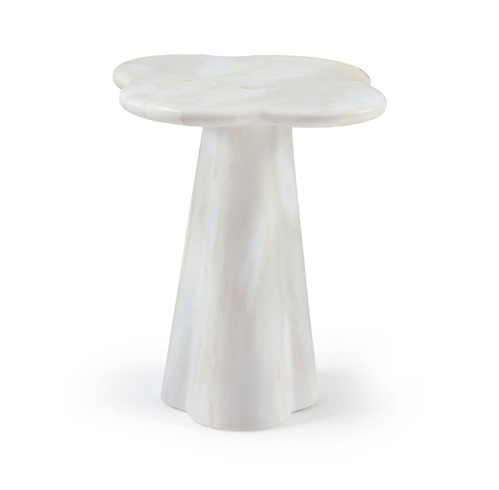 Meridian Furniture Nola Sculptural Concrete Pedestal End Table Art Deco Style for Indoor Outdoor Use White 16" W x 16" D x 18.5" H 955White-ET18