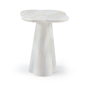 Meridian Furniture Nola Sculptural Concrete Pedestal End Table Art Deco Style for Indoor Outdoor Use White 16" W x 16" D x 18.5" H 955White-ET18