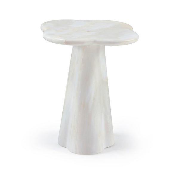 Meridian Furniture Nola Sculptural Concrete Pedestal End Table Art Deco Style for Indoor Outdoor Use White 16" W x 16" D x 18.5" H 955White-ET18