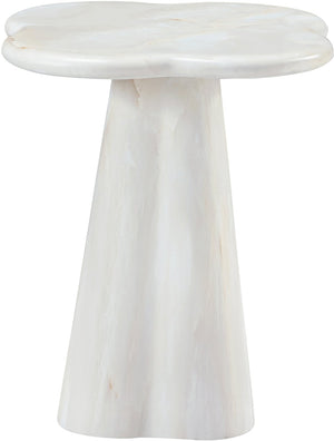 Meridian Furniture Nola Sculptural Concrete Pedestal End Table Art Deco Style for Indoor Outdoor Use White 16" W x 16" D x 18.5" H 955White-ET18