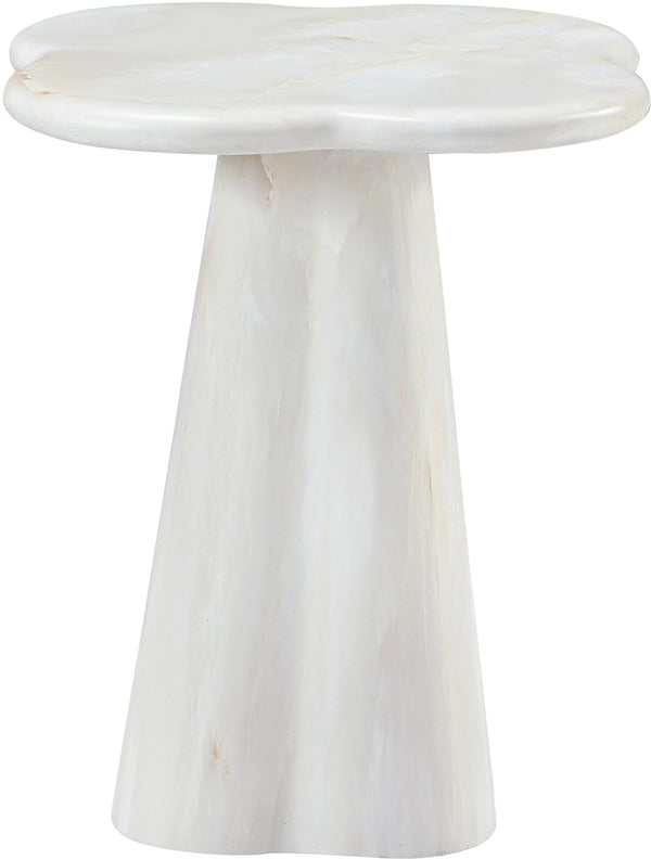Meridian Furniture Nola Sculptural Concrete Pedestal End Table Art Deco Style for Indoor Outdoor Use White 16" W x 16" D x 18.5" H 955White-ET18