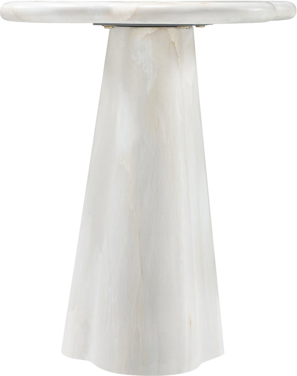 Meridian Furniture Nola Sculptural Concrete Pedestal End Table Art Deco Style for Indoor Outdoor Use White 16" W x 16" D x 18.5" H 955White-ET18