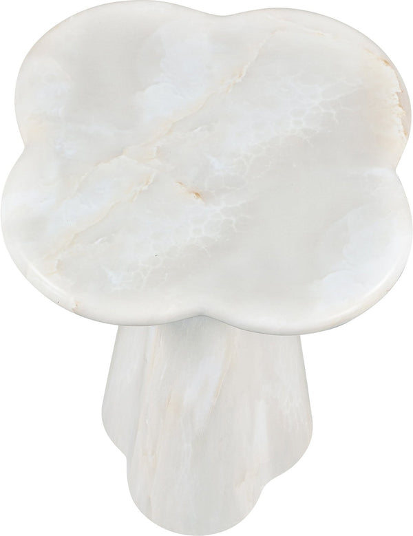 Meridian Furniture Nola Sculptural Concrete Pedestal End Table Art Deco Style for Indoor Outdoor Use White 16" W x 16" D x 18.5" H 955White-ET18