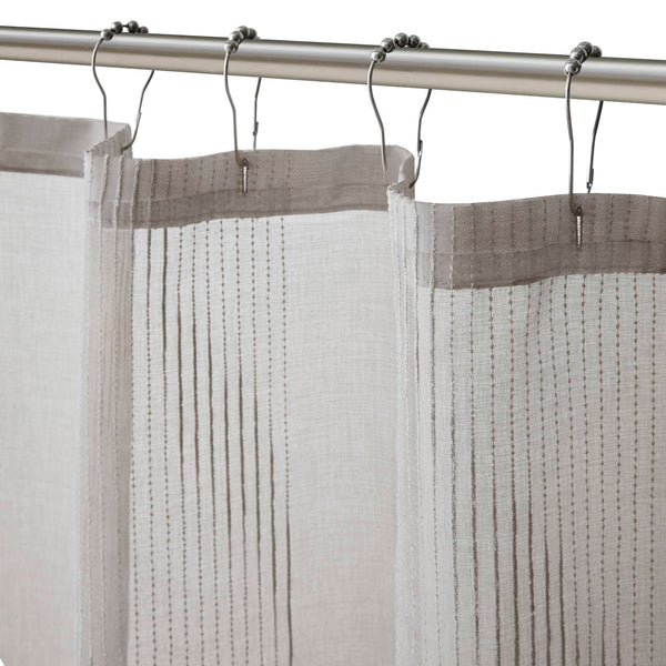 JLA Home Madison Park - Sheer Grey Striped Shower Curtain Panel — Lightweight Semi-Transparent Texture, Modern Bathroom Drapery MP70-3467