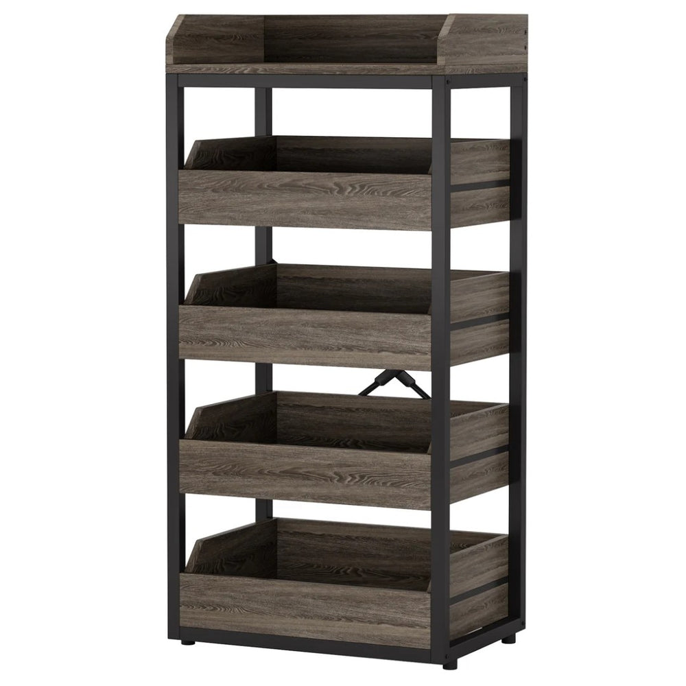 English Elm Basket Stand Five Tier Pull Out Organizer for Kitchen Pantry and Living Room Storage T3971P464006