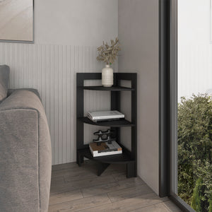English Elm Gisela Modern Corner Shelf Three-Tier Space-Saving Display Unit for Books Decor and Storage Black 34.2 L x 16.9 W x 2.8 H B128P237171