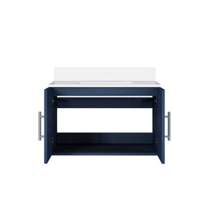 English Elm Navy 30 in. Bath Vanity with White Quartz Top, Solid Wood Frame, Soft-Close Drawer, Storage Durable B2731P258582