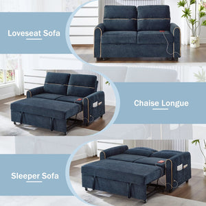 English Elm Swivel Barrel Accent Chair Chenille Tufted Round Club Seat for Living Room Lounge Blue N719S002330C