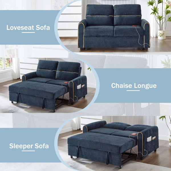 English Elm Swivel Barrel Accent Chair Chenille Tufted Round Club Seat for Living Room Lounge Blue N719S002330C