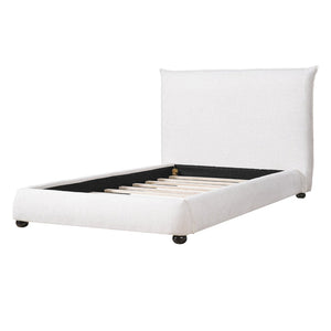 English Elm Twin Linen Upholstered Platform Bed Pillow Back Headboard Flanged Stitched Frame N757T342191W