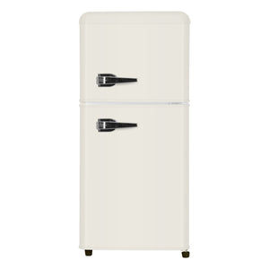 English Elm 3.5cu.ft Two Door Compact Mini Fridge Wood Finish Freezer Dorm Bar Office Cream W1002P210648