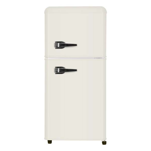 English Elm 3.5cu.ft Two Door Compact Mini Fridge Wood Finish Freezer Dorm Bar Office Cream W1002P210648