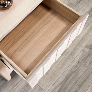 English Elm Mid-century Modern Nightstand Reeded Drawer Fronts Splayed Legs White Wash Bedroom B2741P433345